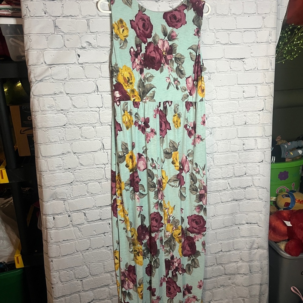 JV Boutique Floral Maxi Dress - Mint and mauve & gold